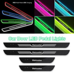 4xUniversal LED RGB Flowing Pedal Light Door Sill Pathway Welcome Scuff Light - Picture 1 of 21