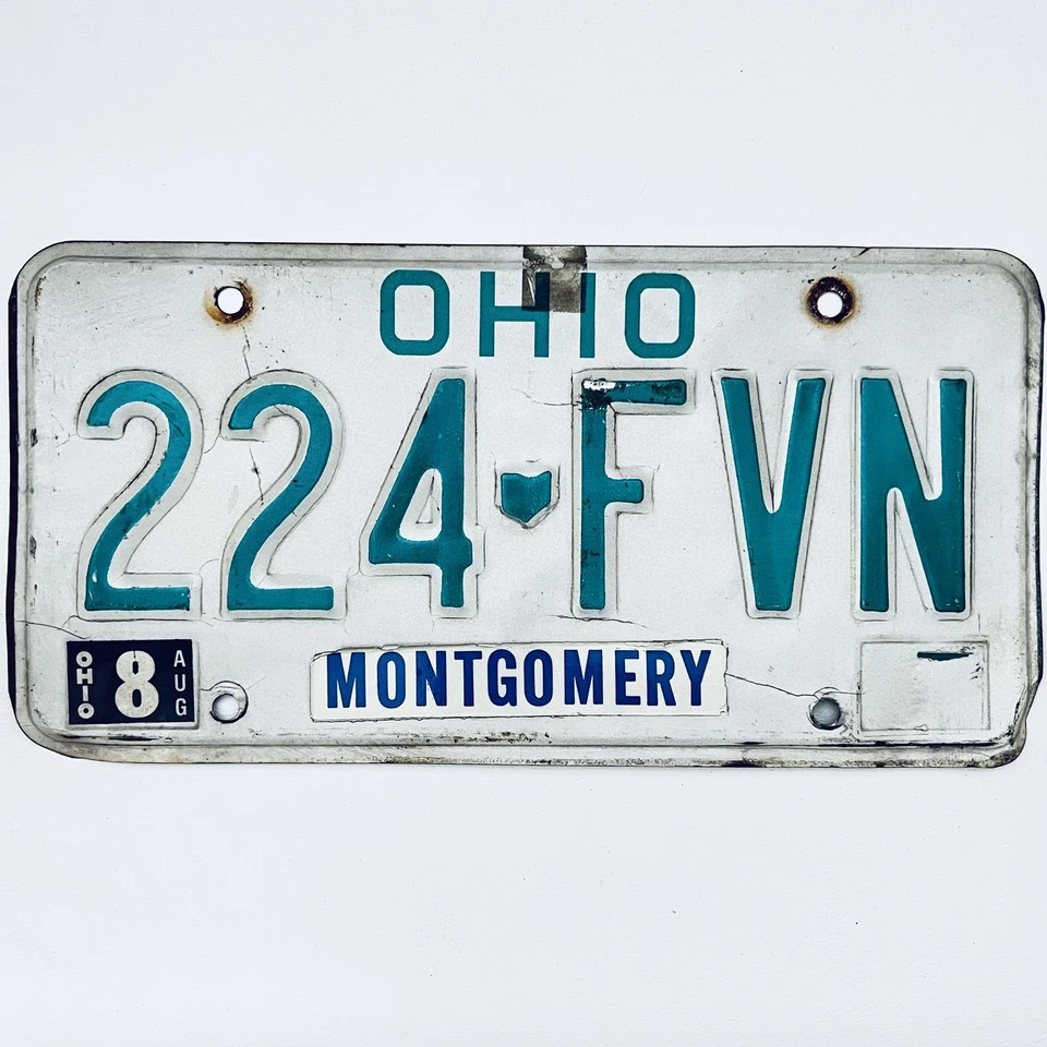  Номерной знак пассажира округа Монтгомери США Огайо 224 FVN - Изображение 1 из 1