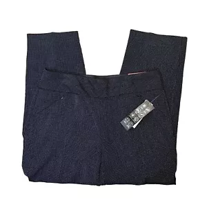 Pantaloni NUOVI Investments Petites 10PS Park Avenue Fit blu navy a pois elasticizzati pull on - Foto 1 di 10