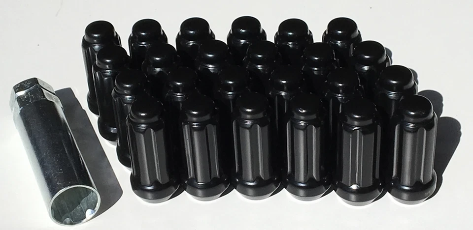 Black Spline Wheel Lug Nuts Kit Chevy Avalache 1500 Cadillac Escalade EXT 24 Kit - Image 1 of 1