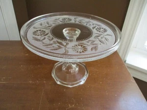 Vintage EAPG Co-operative Flint Glass Dahlia Pedestal Cake Stand 9 1/2" 1885 - Picture 1 of 5