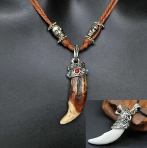 Bruce Lee Dragon Brave Man Wolf Tooth Tibetan Silver Talisman Necklace Pendant - Picture 1 of 16