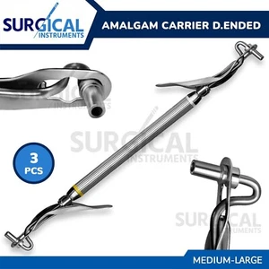 3 Pcs Amalgam Carrier Double Ended Medium / Large Dental Filling German Grade - Picture 1 of 7