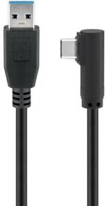 USB-C 3.0 Kabel A Stecker  C Stecker 90° seitlich gewinkelt schwarz 0,50m 50cm