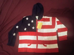 The Quacker Factory Womens Hooded Sweater Jacket USA Stars Stripes 3X - Imagen 1 de 6