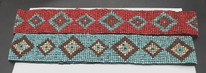 LOT of 2 Vintage Seed Bead Belt Elastic Stretch Turquoise / Red Southwest Tribal - Picture 1 of 9