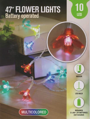 Cadena de luces LED multicolores de 47" de largo 10 3/4" para uso en interiores batería AA Foto 1 de 4