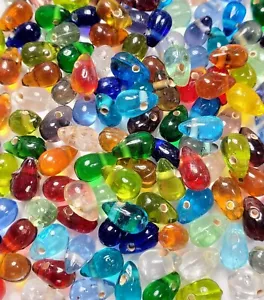 India Drop Glass Beads Size 7x10mm " Transparent Mixture " Loose 50 Grams - Picture 1 of 4