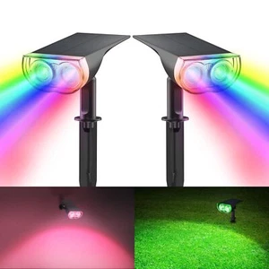 Solar Color Changing Outdoor Spotlights 7 Lighting Modes Outside Solar Lights... - Picture 1 of 10