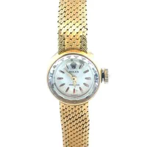 Rolex Precision Gold Watch Ladies 18k Yellow Hand Wind - Picture 1 of 6
