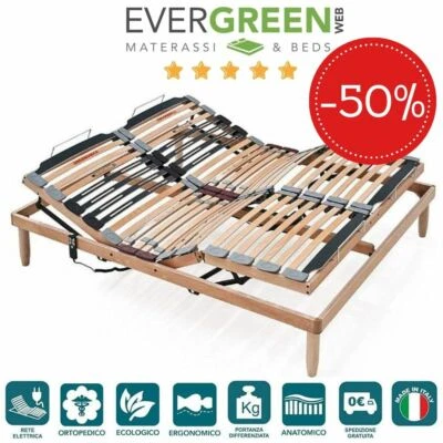 EVERGREENWEB ?Rete Letto a Doghe in Legno ORTOPEDICA Rinforzata + 4 Piedi GRATIS