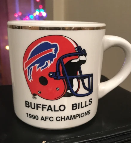 Vintage Rare Buffalo Bills Coffee Cup Mug 1990 AFC Champions Super Bowl XXV Cover