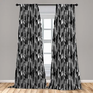 Black and White Microfiber Curtains 2 Panel Set Living Room Bedroom in 3 Sizes - Picture 1 of 2