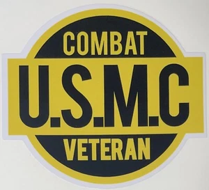 Combat U.S.M.C Veteran Yellow/Black Sticker Waterproof New D16 - Picture 1 of 1