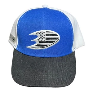 Anaheim Ducks American Flag Heroes Night Blue/White 2019-20 Adjustable Cap Hat - Picture 1 of 9