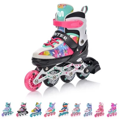 Inline Skates 4in1 LED Kinder Rollschuhe ABEC7 Einstellbare Inliner Rollen 27-41 - Bild 1 von 4