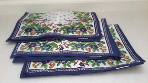 Williams Sonoma Table Mats 20"x13" Set of 3 Multicolor Flowers/Blue Pre-owned - Picture 1 of 7