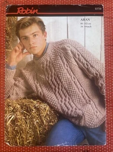 HERREN KLASSISCHER ARAN ZOPFMUSTER PULLOVER PULLI VINTAGE STRICKMUSTER 34”-44” R 13733 - Bild 1 von 2