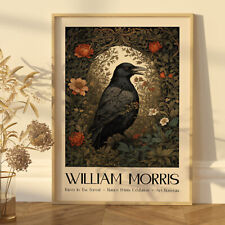 Print of a William Morris Crow, Flowers, Poster, William Morris Exhibition (1)