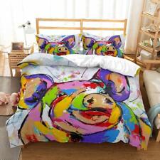 Oil Painting Pig Quilt Duvet Cover Set Bedroom Decor Bed Linen Doona Cover