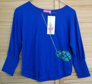 HAVEN GIRL nwt Cobalt Blue Amazon Doman Cuff Top~size L~14~purse~shirt~NEW~ - Picture 1 of 2