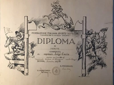 Diploma capomanipolo MVSN federazione sport equestri per gara ippica 1937 - Immagine 1 di 4