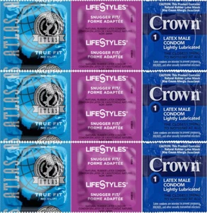 60 Small Snugger Tight Fit Lubricated Bulk Condoms Sampler Pack - Picture 1 of 1