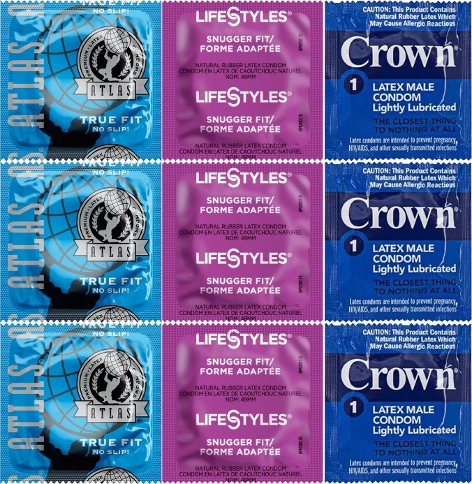 60 Small Snugger Tight Fit Lubricated Bulk Condoms Sampler Pack - Image 1 of 1