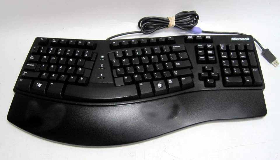 Microsoft Natural Keyboard Elite USB/PS2- Rare Black - Image 1 of 4