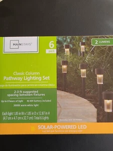 NEW 6 PACK Mainstays Solar Powered LED Pathway Light Set - Picture 1 of 4