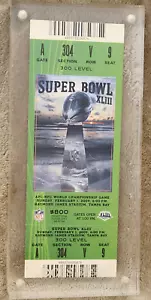 2009 SUPER BOWL XLIII (43) FULL UNUSED FOOTBALL MINT AUTHENTIC TICKET in Acrylic - Picture 1 of 7