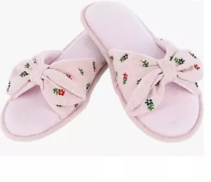 ISOTONER Eco Comfort jersey embroidered slide slippers Memory Foam Size 8.5-9 - Picture 1 of 6