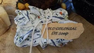 Olde Time Primitive Look Fabric Covered Soap Olde Colonial Hang Tag Farmhouse  - Picture 1 of 2