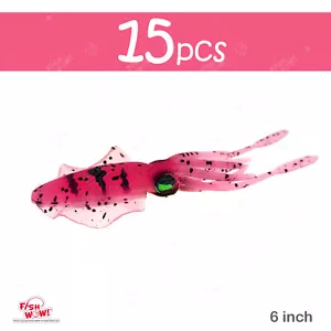 15 piezas Falda de cebo calamar caza de caza de tigre rosa de 6" Real-ojo de pulpo 3D WOW - Imagen 1 de 12
