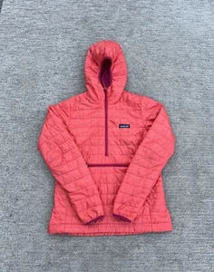 Patagonia Nano Puff Bivy Pullover Coral Fuchsia Women’s Small Kangaroo Pocket - Picture 1 of 9