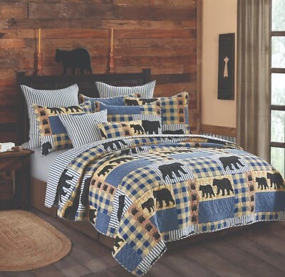 Virah Bella - Black Bear Plaid - Lightweight Reversible Quilt w/ Pillow Sham(s) - Image 1 of 4