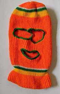 Vintage K-Mart Kinder Kids Orange Grün Winter Strick Ski Maske Taiwan Retro - Bild 1 von 4