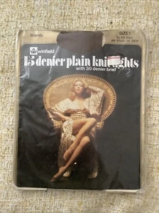 Vintage Winfield Woolworth 100 % Nylon Strumpfhose Strumpfhose Brandy dunkelbraun Größe 1 - Bild 1 von 9