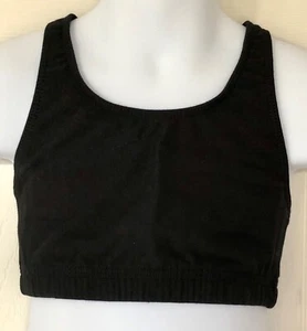 GK Elite BLACK SPORTS BRA CHILD MEDIUM Style #1466 Cotton Scoop Back CM NWT! - Picture 1 of 5