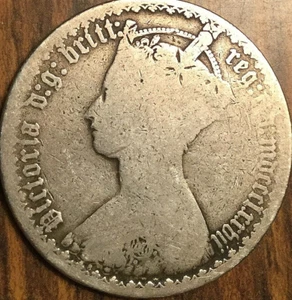 1877 UK GB GREAT BRITAIN SILVER FLORIN TWO SHILLINGS COIN - Picture 1 of 2