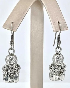 Vntg .925 Ster Silver Signed Carol Felley Story Teller Dangle Earrings 1990s - Picture 1 of 7
