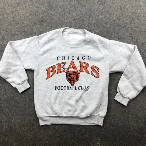 VTG Chicago Bears Sweatshirt Boys Medium Orange Graphic Fleece NFL * Cover