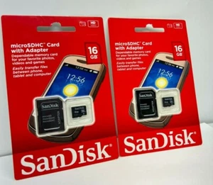 SanDisk 16GB MicroSDHC Card with Adapter ( 2 PACK ) - Picture 1 of 2