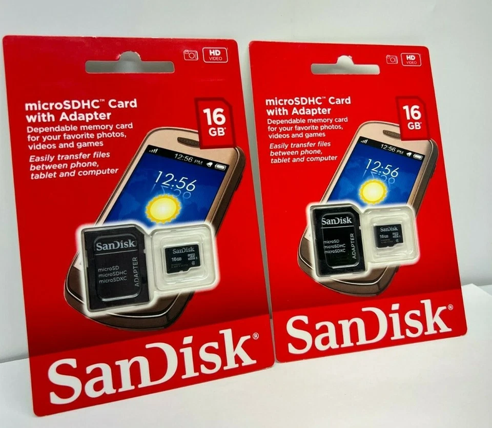 SanDisk 16GB MicroSDHC Card with Adapter ( 2 PACK ) - Image 1 of 2