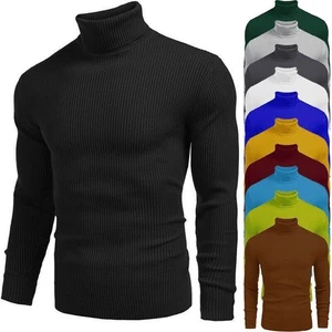 Herren Strick Rollkragen Pullover Oberteile Pulli Winter Warm Langarm Slim Shirts - Bild 1 von 36