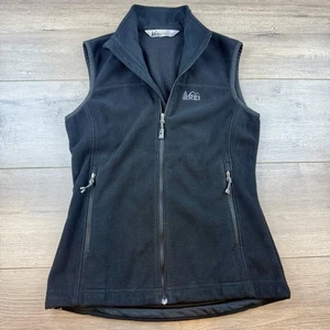 REI Windbrake Fleece Vest Full Zip Women's XS Black Zip Pockets Breathable Heavy - Picture 1 of 11