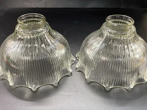 2 Light Lamp Shade Glass Cover Vintage FITTER 2 1/8" INDUSTRIAL HOLOPHANE STYLE - Picture 1 of 13