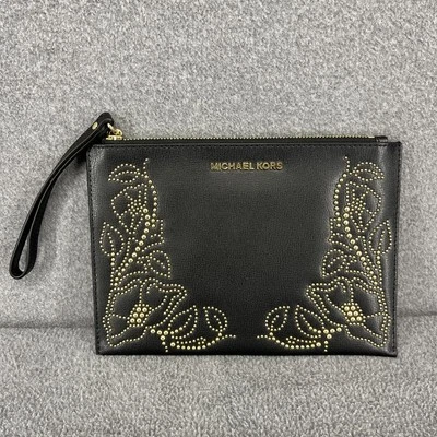Michael Kors Wristlet Clutch Womens Studded Floral Zip Pouch Bag Purse - Image 1 of 4