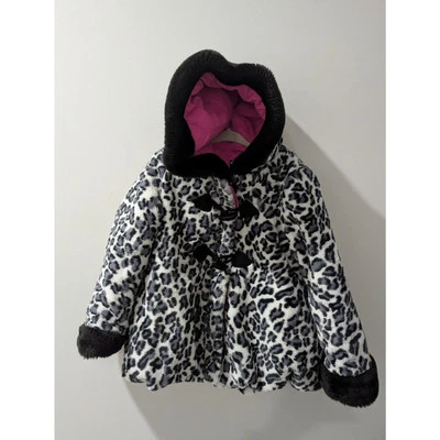 Rothschild Girls Faux Fur Animal Print Hooded Coat - Image 1 of 4