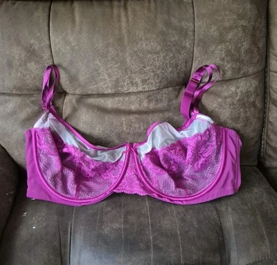 Sujetador Cacique Lane Bryant Cobertura Completa Rosa Blanco Malla Talla 46DD Con Aros Foto 1 de 4